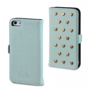 Fab. Folio Case Studs Aqua iPhone 5 en 5S